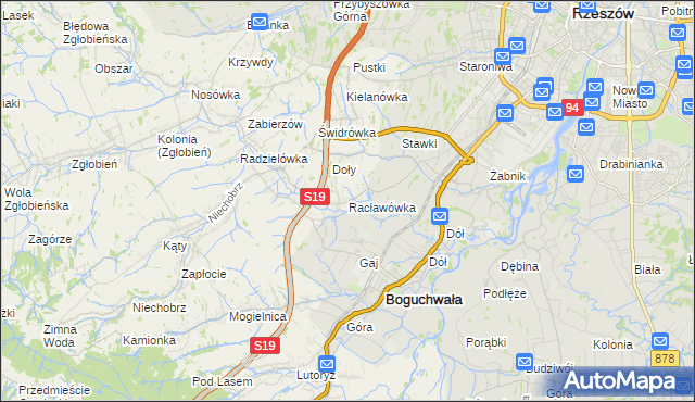 mapa Racławówka, Racławówka na mapie Targeo