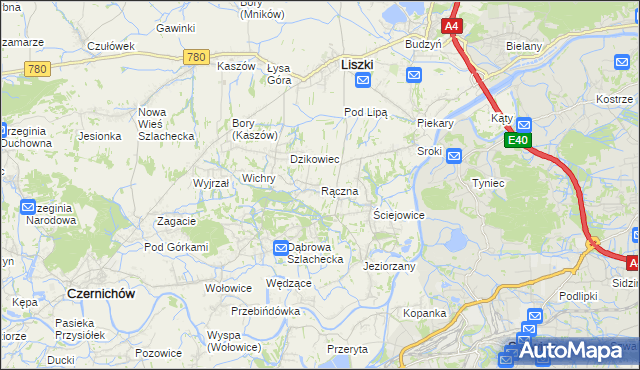 mapa Rączna, Rączna na mapie Targeo