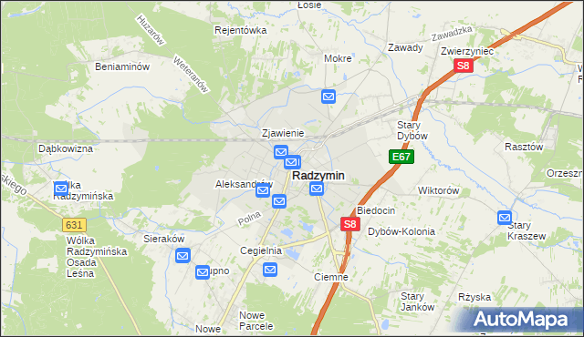 mapa Radzymin powiat wołomiński, Radzymin powiat wołomiński na mapie Targeo