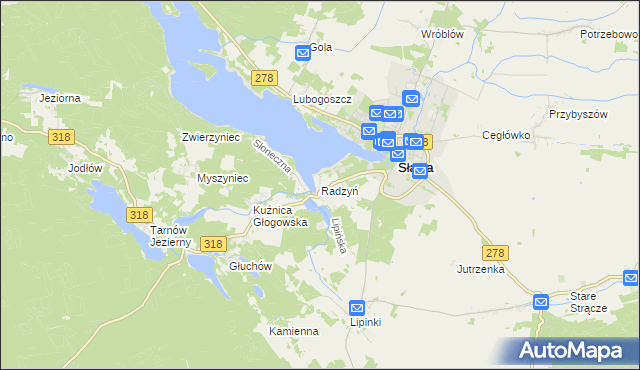 mapa Radzyń gmina Sława, Radzyń gmina Sława na mapie Targeo