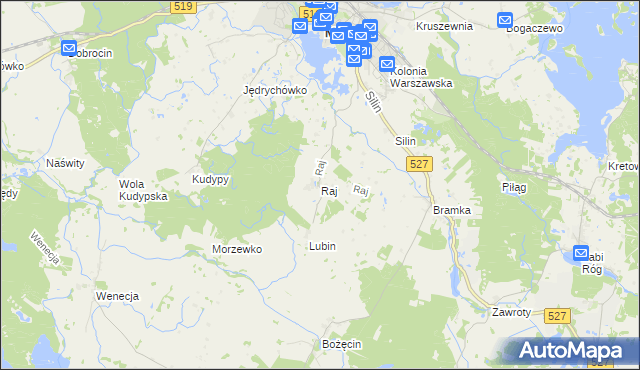 mapa Raj gmina Morąg, Raj gmina Morąg na mapie Targeo
