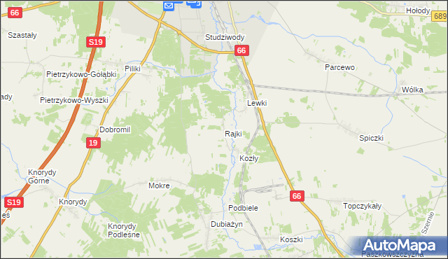 mapa Rajki, Rajki na mapie Targeo