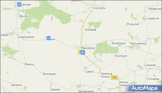 mapa Rakoszyce, Rakoszyce na mapie Targeo