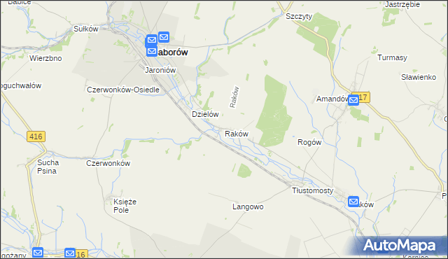 mapa Raków gmina Baborów, Raków gmina Baborów na mapie Targeo