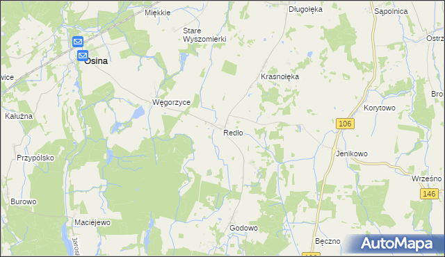 mapa Redło gmina Osina, Redło gmina Osina na mapie Targeo
