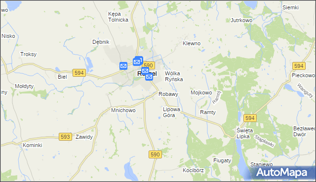 mapa Robawy, Robawy na mapie Targeo