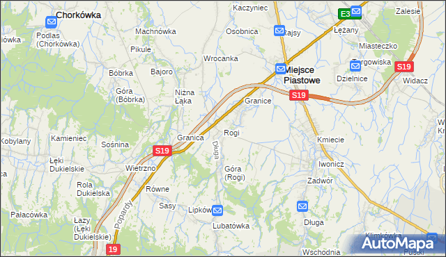 mapa Rogi gmina Miejsce Piastowe, Rogi gmina Miejsce Piastowe na mapie Targeo