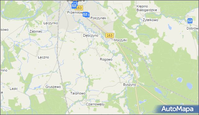 mapa Rogowo gmina Białogard, Rogowo gmina Białogard na mapie Targeo
