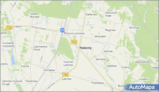 mapa Rokiciny powiat tomaszowski, Rokiciny powiat tomaszowski na mapie Targeo