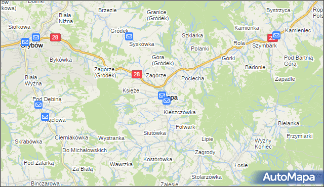 mapa Ropa, Ropa na mapie Targeo