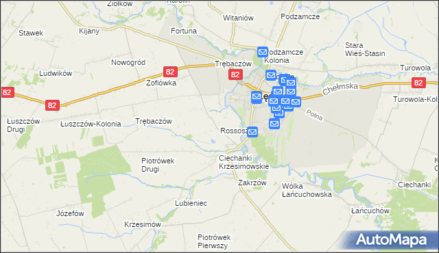 mapa Rossosz gmina Łęczna, Rossosz gmina Łęczna na mapie Targeo