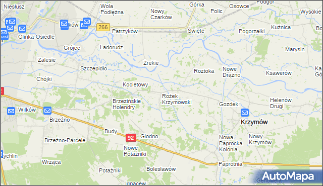 mapa Rożek Krzymowski, Rożek Krzymowski na mapie Targeo