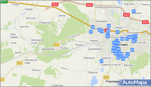 mapa Rudka gmina Chełm, Rudka gmina Chełm na mapie Targeo