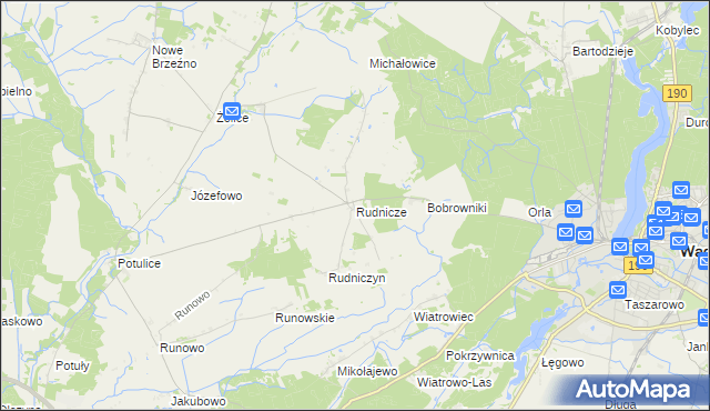 mapa Rudnicze gmina Wągrowiec, Rudnicze gmina Wągrowiec na mapie Targeo