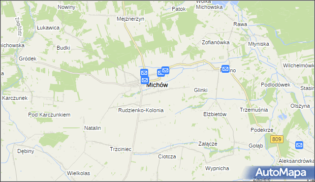 mapa Rudzienko gmina Michów, Rudzienko gmina Michów na mapie Targeo