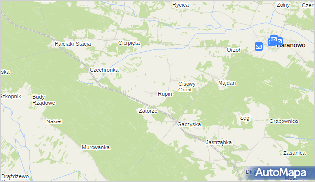 mapa Rupin gmina Baranowo, Rupin gmina Baranowo na mapie Targeo