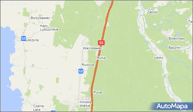 mapa Rurka gmina Goleniów, Rurka gmina Goleniów na mapie Targeo