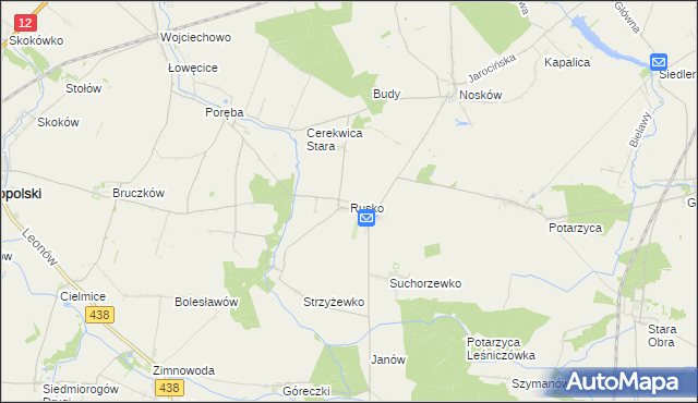 mapa Rusko gmina Jaraczewo, Rusko gmina Jaraczewo na mapie Targeo