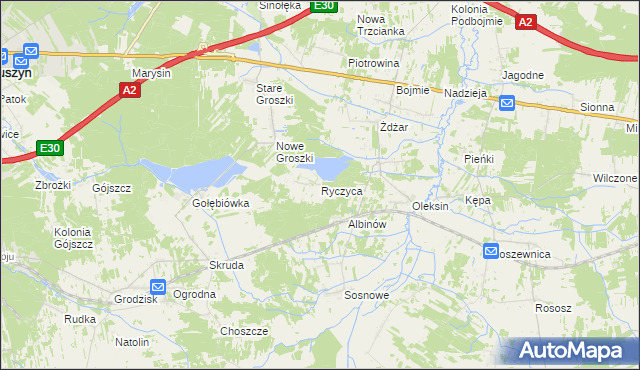 mapa Ryczyca, Ryczyca na mapie Targeo