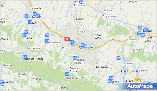 mapa Rymanów, Rymanów na mapie Targeo