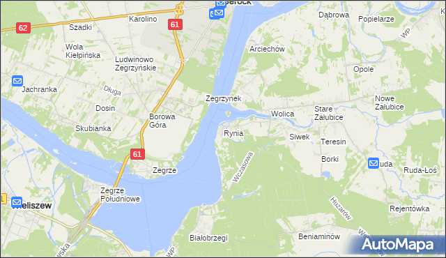 mapa Rynia gmina Nieporęt, Rynia gmina Nieporęt na mapie Targeo