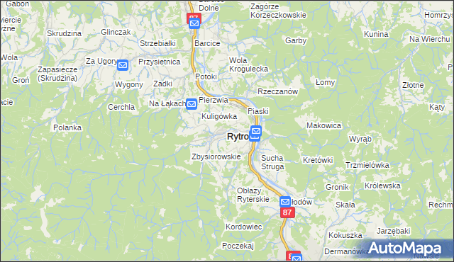 mapa Rytro, Rytro na mapie Targeo