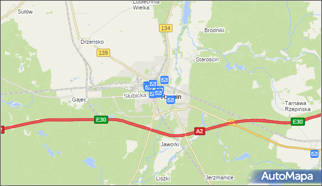 mapa Rzepin, Rzepin na mapie Targeo