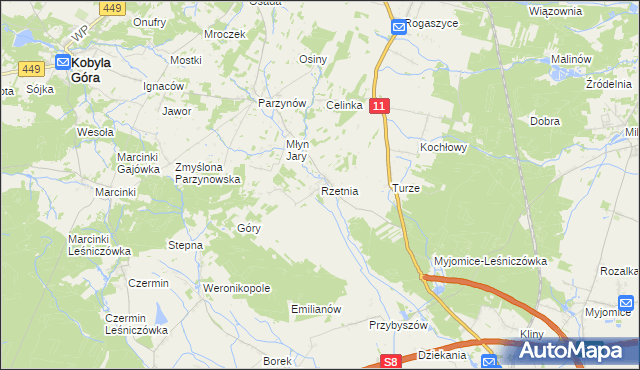 mapa Rzetnia, Rzetnia na mapie Targeo