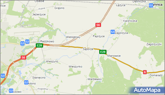 mapa Sąborze, Sąborze na mapie Targeo