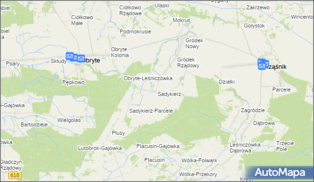 mapa Sadykierz gmina Obryte, Sadykierz gmina Obryte na mapie Targeo