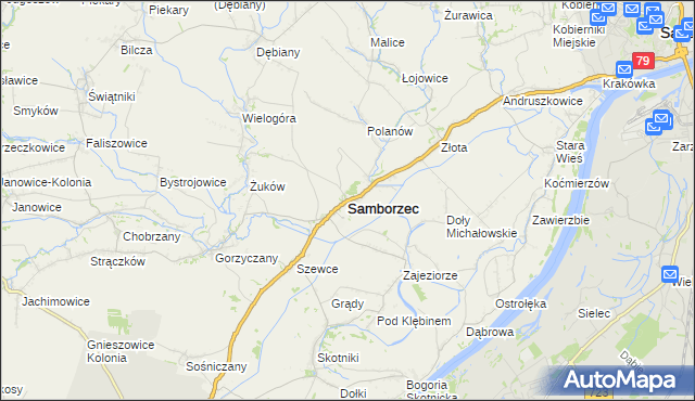 mapa Samborzec, Samborzec na mapie Targeo