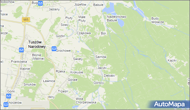 mapa Sarnów gmina Tuszów Narodowy, Sarnów gmina Tuszów Narodowy na mapie Targeo