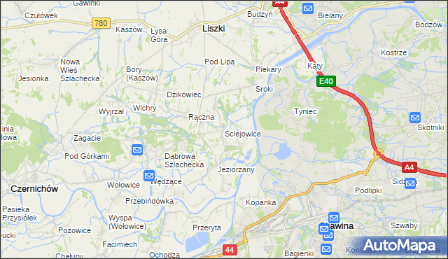 mapa Ściejowice, Ściejowice na mapie Targeo