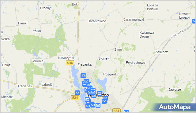 mapa Sicinek, Sicinek na mapie Targeo