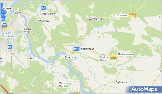 mapa Siedlisko powiat nowosolski, Siedlisko powiat nowosolski na mapie Targeo