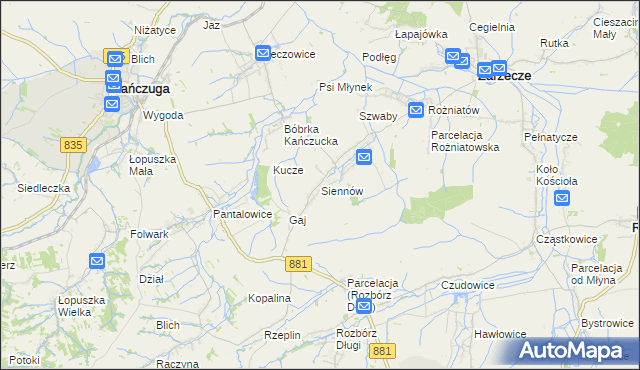 mapa Siennów, Siennów na mapie Targeo