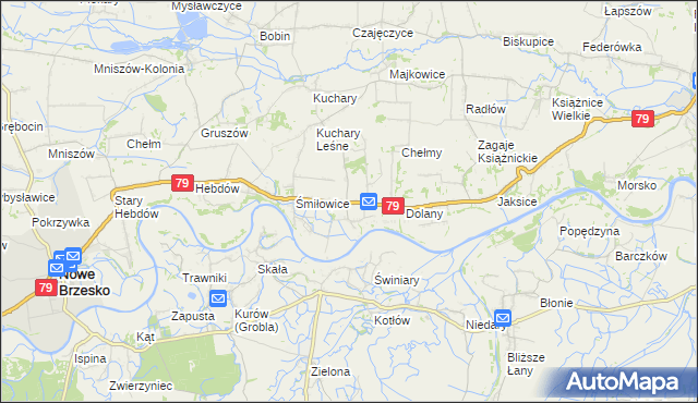 mapa Sierosławice gmina Nowe Brzesko, Sierosławice gmina Nowe Brzesko na mapie Targeo