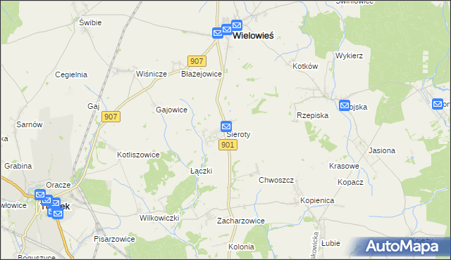 mapa Sieroty, Sieroty na mapie Targeo