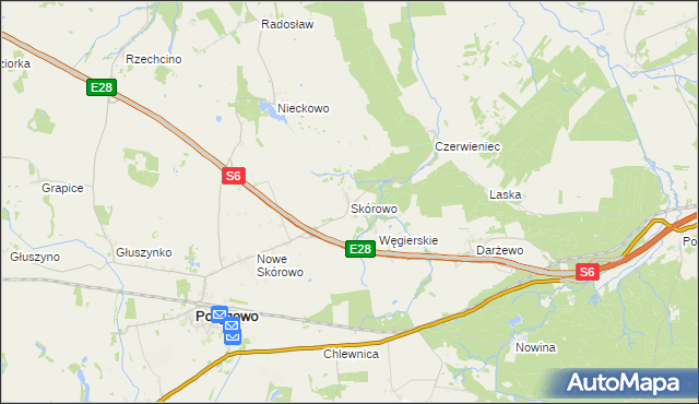 mapa Skórowo, Skórowo na mapie Targeo