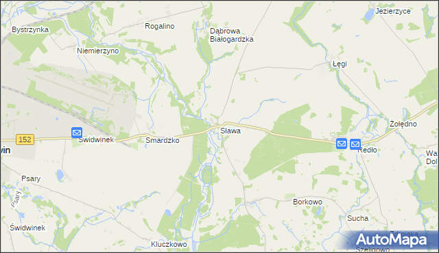 mapa Sława gmina Świdwin, Sława gmina Świdwin na mapie Targeo