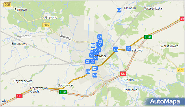 mapa Sławno, Sławno na mapie Targeo