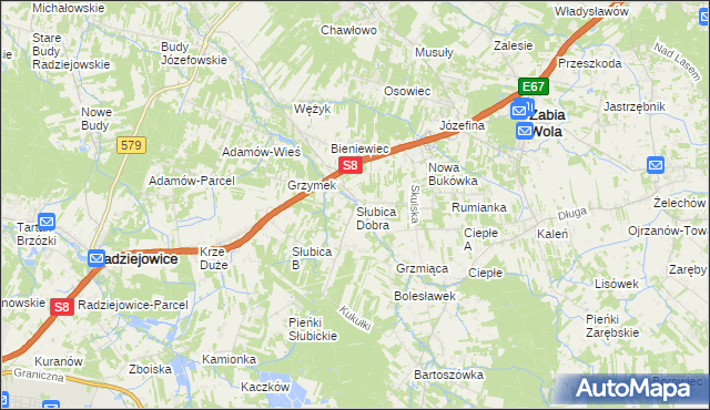 mapa Słubica Dobra, Słubica Dobra na mapie Targeo