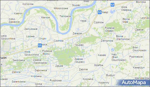mapa Słupiec gmina Szczucin, Słupiec gmina Szczucin na mapie Targeo