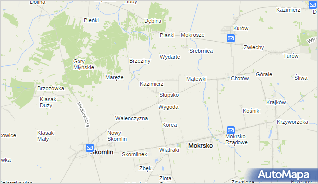 mapa Słupsko gmina Mokrsko, Słupsko gmina Mokrsko na mapie Targeo