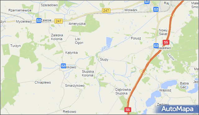 mapa Słupy gmina Szubin, Słupy gmina Szubin na mapie Targeo