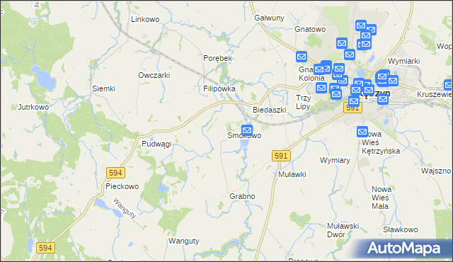 mapa Smokowo gmina Kętrzyn, Smokowo gmina Kętrzyn na mapie Targeo