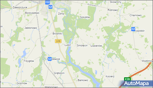 mapa Smolęcin gmina Gryfice, Smolęcin gmina Gryfice na mapie Targeo