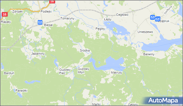 mapa Smoleń gmina Gietrzwałd, Smoleń gmina Gietrzwałd na mapie Targeo