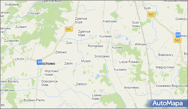 mapa Smorzewo, Smorzewo na mapie Targeo