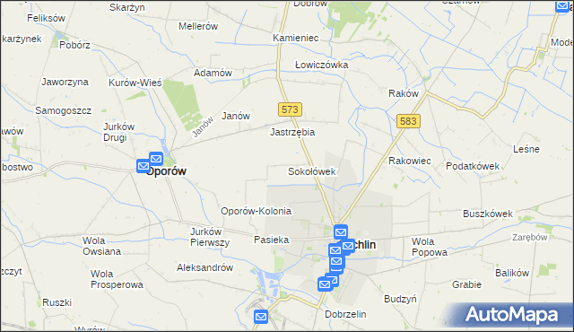 mapa Sokołówek gmina Żychlin, Sokołówek gmina Żychlin na mapie Targeo